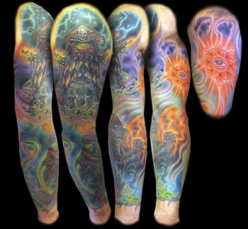 Tattoos - Coverup tattoos - evil clown in space 